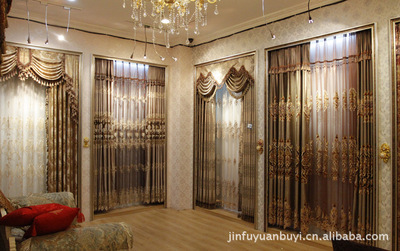 【圣克拉繡花 客廳窗簾】價格,廠家,圖片,窗簾,大連貿易大世界金富源布藝店-