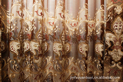 【吉祥繡花 客廳窗簾】價格,廠家,圖片,窗簾,大連貿易大世界金富源布藝店-